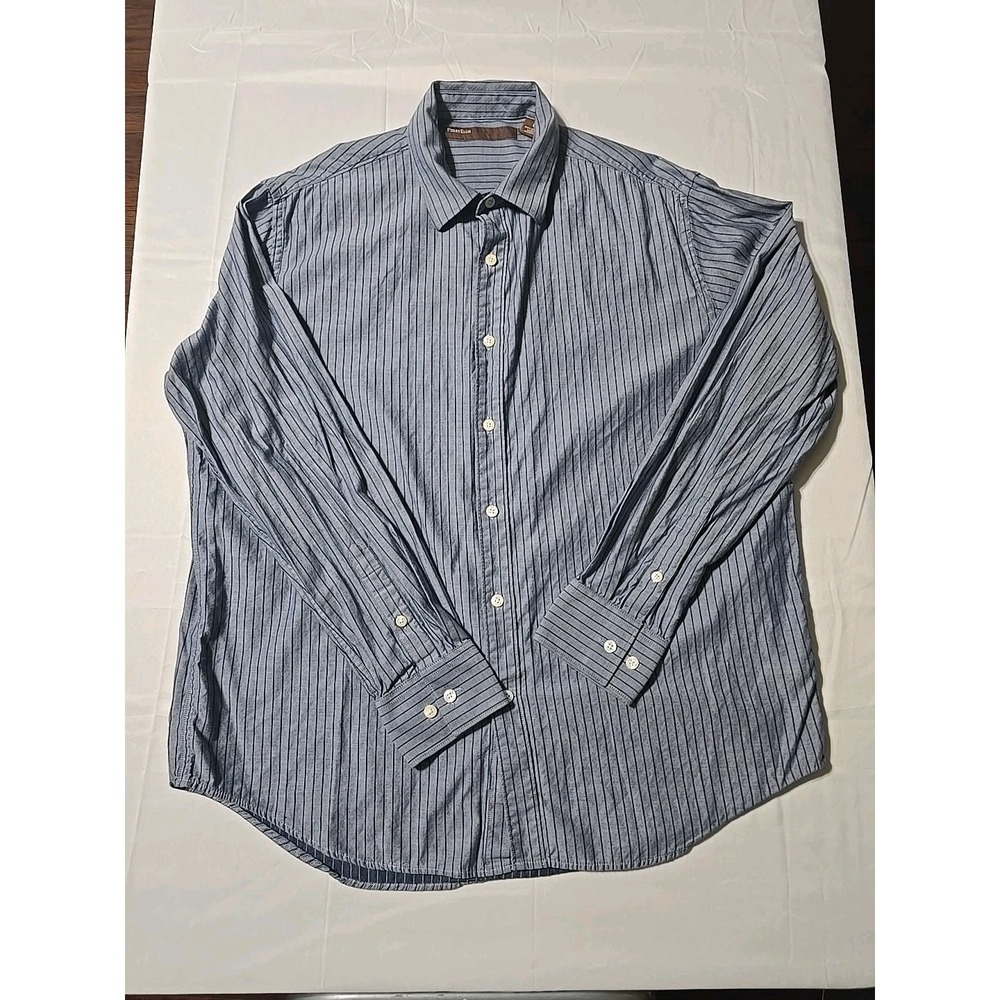 Perry Ellis Men's Large Blue Stripe Button Down Shirt